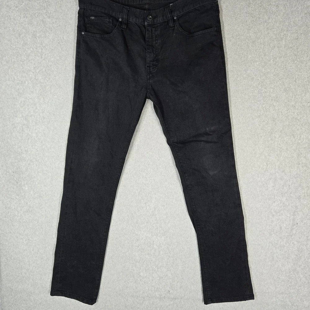Fox Men Jeans Black 34 Denim Skinny 31.5